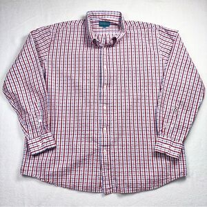 Castaway Nantucket Island Button Down Shirt L/S Seersucker Red Blue Check XXL